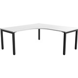 OLG AXIS SINGLE SIDED 90 DEGREE WORKSTATION RIGHT HAND RETURN 1800 X 1800 X 750MM BLACK FRAME WHITE TOP