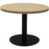 RAPIDLINE CIRCULAR COFFEE TABLE 600 X 425MM NATURAL OAK TABLE TOP  BLACK POWDER COAT BASE