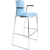 DAL ACTI BAR STOOL SLED BASE HIGH 760MM ARMS BLACK ARMPADS AND CHROME FRAME PALE BLUE POLYPROP SHELL
