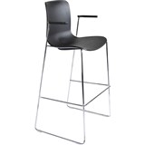 DAL ACTI BAR STOOL SLED BASE HIGH 760MM ARMS BLACK ARMPADS AND CHROME FRAME BLACK POLYPROP SHELL