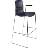 DAL ACTI BAR STOOL SLED BASE HIGH 760MM ARMS BLACK ARMPADS AND CHROME FRAME NAVY BLUE POLYPROP SHELL