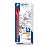 STAEDTLER 423 STICK ICE TRIANGULAR RETRACTABLE BALLPOINT PEN FINE RED BOX 10
