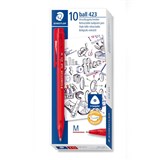 STAEDTLER 423 STICK ICE TRIANGULAR RETRACTABLE BALLPOINT PEN MEDIUM RED BOX 10