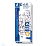 STAEDTLER 423 STICK ICE TRIANGULAR RETRACTABLE BALLPOINT PEN MEDIUM BLUE BOX 10