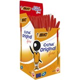 BIC CRISTAL ORIGINAL BALLPOINT PENS FINE RED BOX 50
