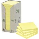 POSTIT 6541T 100 RECYCLED NOTES 76 X 76MM YELLOW PACK 16