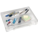 MARBIG PLASTIC STORAGE CASE WITH HANDLE A4 CLEAR