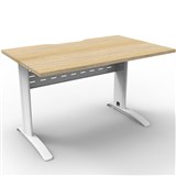 DELUXE RAPID SPAN STRAIGHT DESK WITH METAL MODESTY PANEL 1200 X 750 X 730MM WHITENATURAL OAK