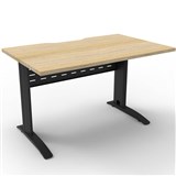 DELUXE RAPID SPAN STRAIGHT DESK METAL MODESTY PANEL 1200 X 750 X 730MM BLACKNATURAL OAK