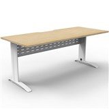 DELUXE RAPID SPAN STRAIGHT DESK WITH METAL MODESTY PANEL 1500 X 750 X 730MM WHITENATURAL OAK