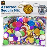 EDUCATIONAL COLOURS SEQUINS EMBOSSED AND NORMAL ASSORTED 150G