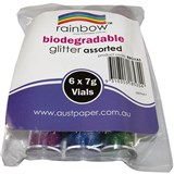 RAINBOW GLITTER BIODEGRADABLE 7G ASSORTED PACK 6
