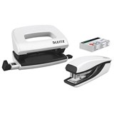 LEITZ NEXXT WOW STAPLER AND PUNCH SET MINI WHITE