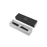 PARKER IM FOUNTAIN PEN VIBRANT RINGS SATIN BLACK WITH MARINE BLUE ACCENTS