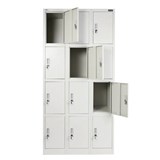 METAL LOCKER 12 DOOR WITH CAM LOCK 900 X 450 X 1800MM GREY