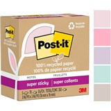 POSTIT 654R5SSNRP SUPER STICKY NOTES 76 X 76MM RECYCLED WANDERLUST PASTELS PACK 5