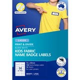 AVERY KIDS FABRIC NAME BADGE LABELS 72 X 30MM WHITE 140 LABELS