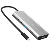 J5CREATE USB4 DUAL DISPLAY 4K MULTIPORT DOCKING HUB FEATURING INTEL USB4 CONTROLLER SILVER