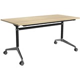OLG MODULUS FLIP TABLE 1500 X 750MM BLACK FRAME NEW OAK TOP