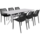 SIESTA AIR TABLE 180 AND AIR CHAIR 6 SEAT PACKAGE BLACK