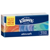 KLEENEX FACIAL TISSUES ULTRA SOFT POCKET PACKS 3 PLY 10 SHEETS CARTON 18