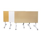 PIVOT WHITE FLIP TOP TABLE 1500 X 750MM BEECH TOP