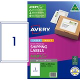 AVERY 952005 L7167 PREMIUM SHIPPING LABELS WITH AVERYECO 1UP WHITE 20 SHEETS
