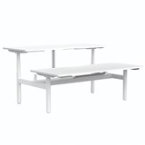 BURO SYNTRA HEIGHT ADJUSTABLE WHITE DESK BACK TO BACK 1500 X 750MM WHITE FRAME
