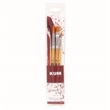 KUM SCHOOL  ART MIXED MEDIA FLATROUND BRUSH SET 4